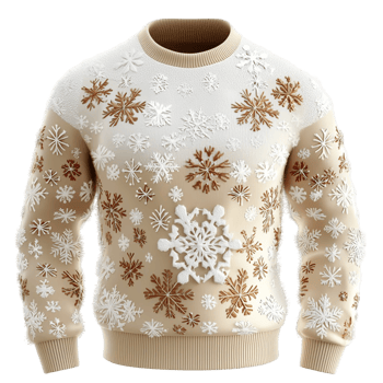 Cozy beige sweater intricate snowflake patterns representing warmth comfort winter fashion png