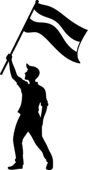 Man Holding Flag in Victory Pose Symbolizing Freedom and Celebration for Art Projects vector