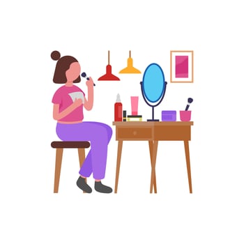 Applying Morning Makeup Carefully vector