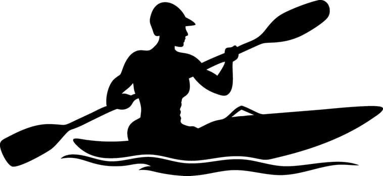 Silhouette of a Kayaker Paddling in Water Perfect for Sports Graphics and Outdoor Designs vector