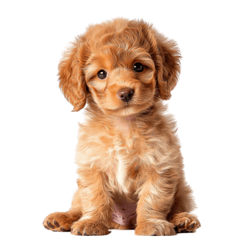 Adorable fluffy puppy sitting happily symbolizing companionship love playful energy png
