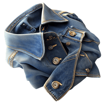 Classic blue denim jacket folded collar symbolizing casual style versatility timeless fashion png