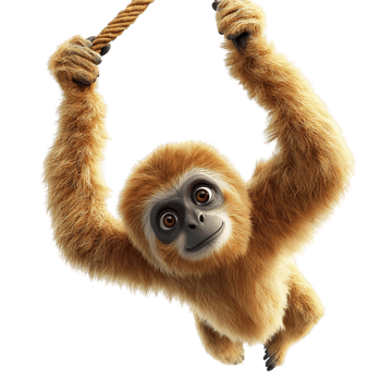Playful monkey hanging by one arm symbolizing agility mischief jungle wildlife energy png