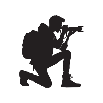 Man in casual outfit taking a photo with professional camera png