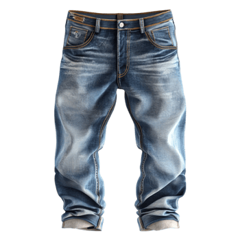 Classic blue denim jeans faded details symbolizing fashion durability casual wear png