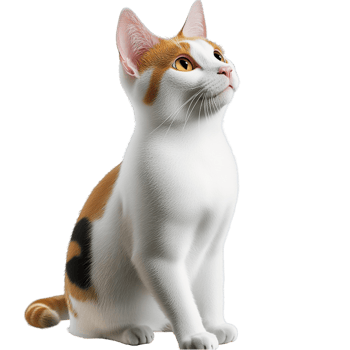 Cute white orange cat sitting gracefully its tail curled while gazing curiously at something png
