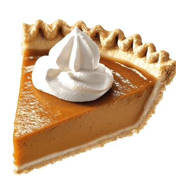 Tasty pumpkin pie slice topped creamy whipped delight making every bite deliciously sweet png