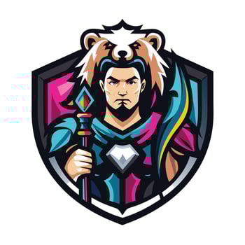 Colorful warrior mascot logo vector