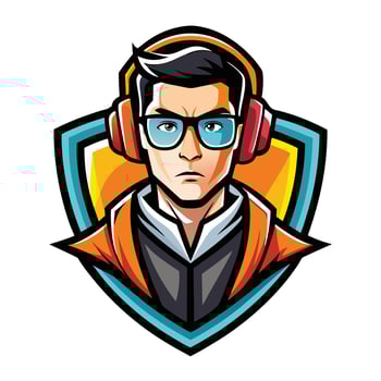 Cool gamer avatar with headphones and glasses vector