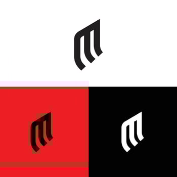 Abstract Curved Lines Icon with White Red and Black Background vector