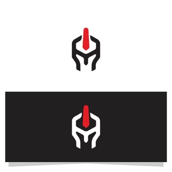Spartan Helmet Graphic with Red Crest Minimalist Design Illustration vector