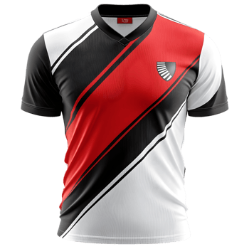 Stylish Red Black White Soccer Jersey Design, png