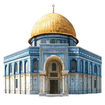 Dome of the Rock Jerusalem iconic Islamic shrine gold dome blue tiles intricate details png