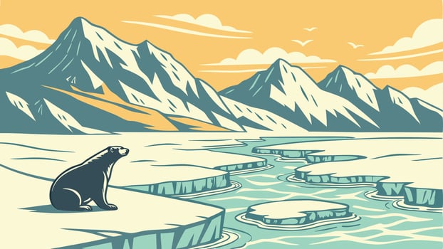 Arctic Wilderness - Icebergs, Northern Lights, and Polar Landscape vector