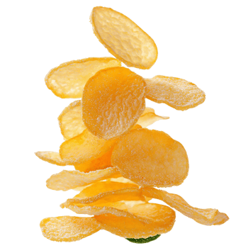 potato chips stack on transparent background. png