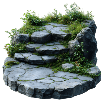 Stone Steps Overgrown with Greenery Nature Landscape png