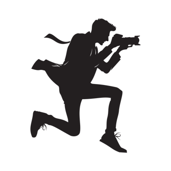 Dynamic Photographer Running to Capture the Moment png