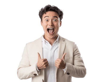 A man in a suit making a thumbs up sign png
