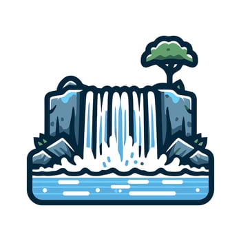 Beautiful Waterfall Nature Landscape Relaxing Scenic View Illustration vector