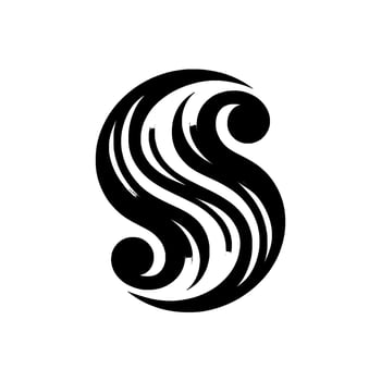 A stylized, minimalist of the letter S formed from elegant, flowing black and gray lines, set against a stark white background. vector
