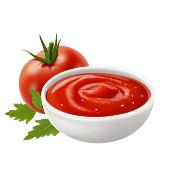 Fresh tomato sauce bowl with whole tomato fruit isolated on transparent background png
