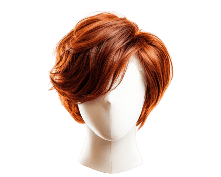Short and chic pixie cut wig in vibrant orange color, perfect for stylish looks. This wig adds playful touch to any outfit and is ideal for various occasions png