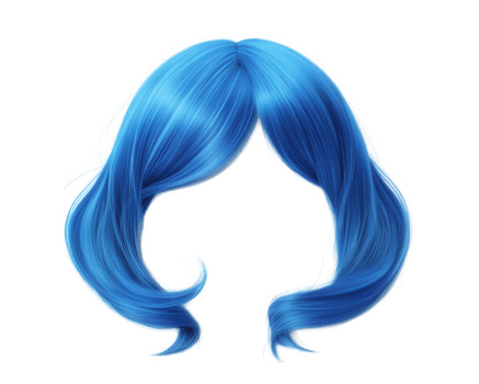 vibrant blue fantasy wig with flowing strands, perfect for creative costumes or cosplay. This striking accessory adds unique touch to any outfit png