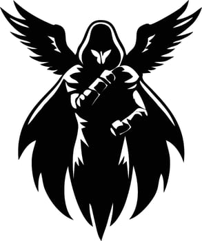 The grim reaper logo with wings vector