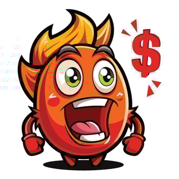 Excited fiery mascot with money vector
