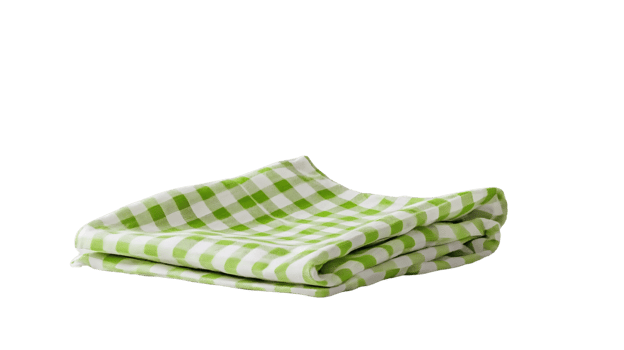 green and white checkered napkin isolated on transparent background. png