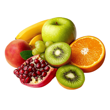 assorted fresh fruits still life on transparent background. png
