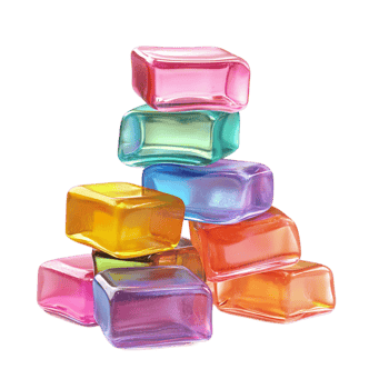 Colorful translucent cubes stacked studio arrangement art isolated on transparent background png
