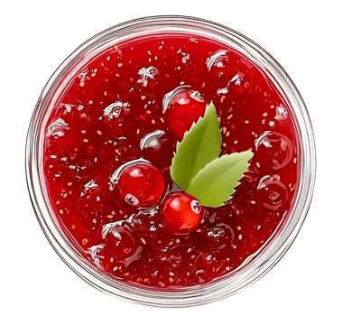 cranberry jam in glass jar, isolated on transparent background. png