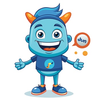 Friendly cartoon character with horns and a welcoming pose vector