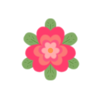 A pink flower with green leaves on it png