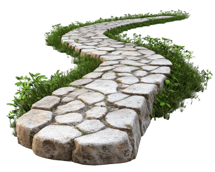 A stone path with grass growing on it png