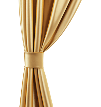 Golden curtain with a ribbon isolated on a transparent background png