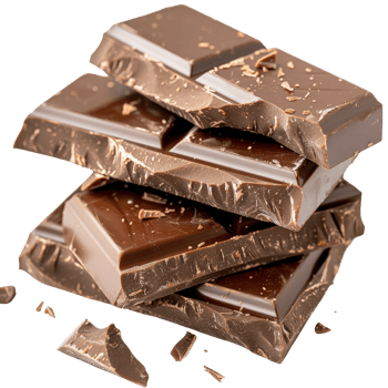 Stacked Pieces of Rich Dark Chocolate with Shiny Surface and Delicate Shavings Ready for Delicious Treats and Desserts png