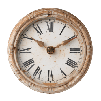 Vintage Wall Clock with Roman Numerals Displaying Time on a Textured White Background png