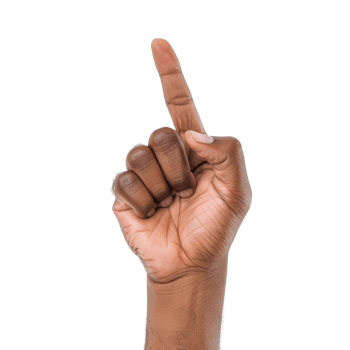 Person Raises Hand with Finger Pointing Upwards Indicating Importance or Request for Attention png