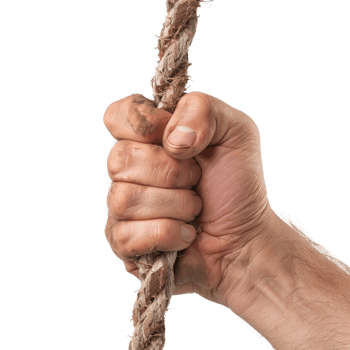 Close-Up of a Hand Gripping a Thick Rope with Emphasis on Texture and Strength png