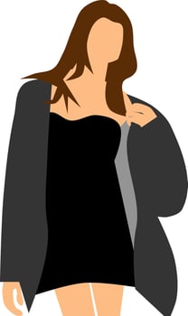 A woman in a black dress and jacket vector