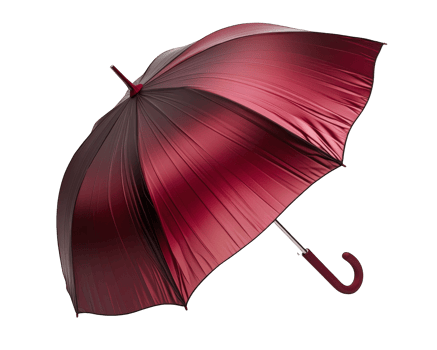 Elegant red umbrella with glossy finish, showcasing unique design and vibrant color. Perfect for protection against rain or as stylish accessory png