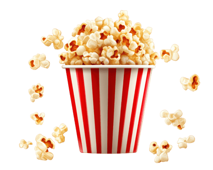 Popcorn in a red and white striped bucket png