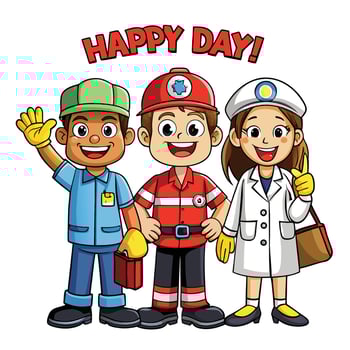 Happy Day celebration featuring worker characters vector