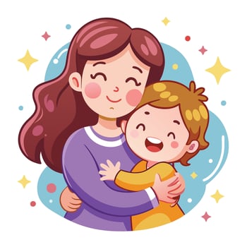 happy mother and son illustration vector