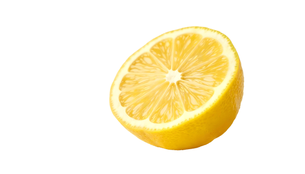 Juicy Lemon Slice Close Up Highlighting Textured Rind and Segments png