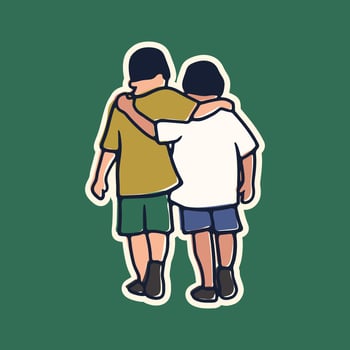 Art Illustration two kid friendship cute design vector