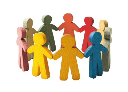 People Standing in a Row Wooden Figure png