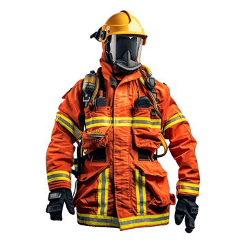 Professional Firefighter in Full Protective Gear and Equipment png